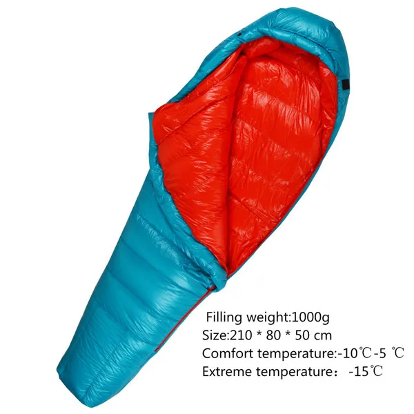 Winter Sleeping Bag Duck Down Filled 400g 600g 800g 1000g Ultralight Tent Sleeping Bag For Outdoor Camping Kiking Backpacking - Цвет: blue red 1000g