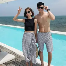 Принт пара купальник пикантный бикини мужские бордшорты шорты для влюбленных Пара пляжная одежда купальник женские пляжные шорты бикини наборы