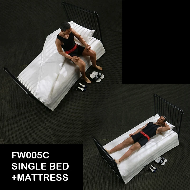 1/6 весы аксессуары для сцены FEELWOTOYS FW005 односпальная металлическая кровать + белый