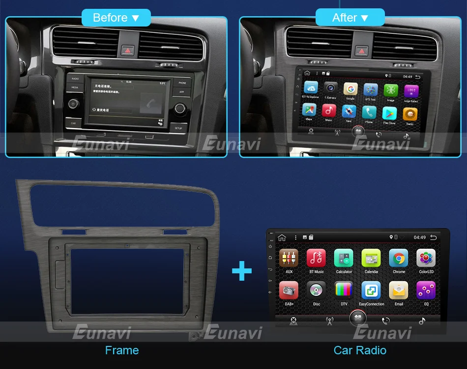 Clearance Eunavi Quad Core 2G RAM 32G ROM Android 7.1 2 din Car Radio GPS Navi For VW Skoda Magotan POLO PASSAT Golf 7 Jetta Super Octavia 4