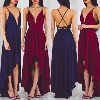

Fashion Summer Dresses Women Maxi Long Causal Sleeveless Solid Female Casual Beach Dress Sexy Ladies Deep V-Neck Mermaid Dress