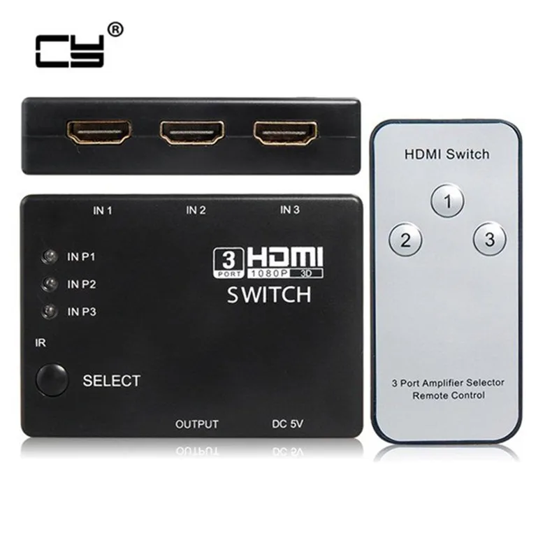 3 Ports HDMI 1.3b 1080p HDTV Splitter Switcher 3x1 Auto Switch 3 In 1