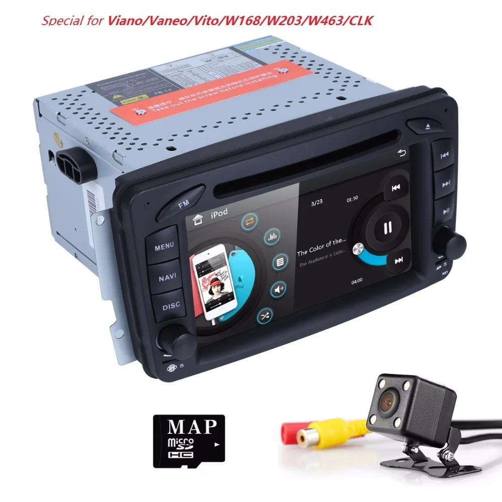 Perfect 2din 7inch Radio GPS Car DVD Player for Mercedes Benz A-W168 C-Class W203 CLK-Class W209 C209 G-Class W463 W639 canbus sd BT cam 1