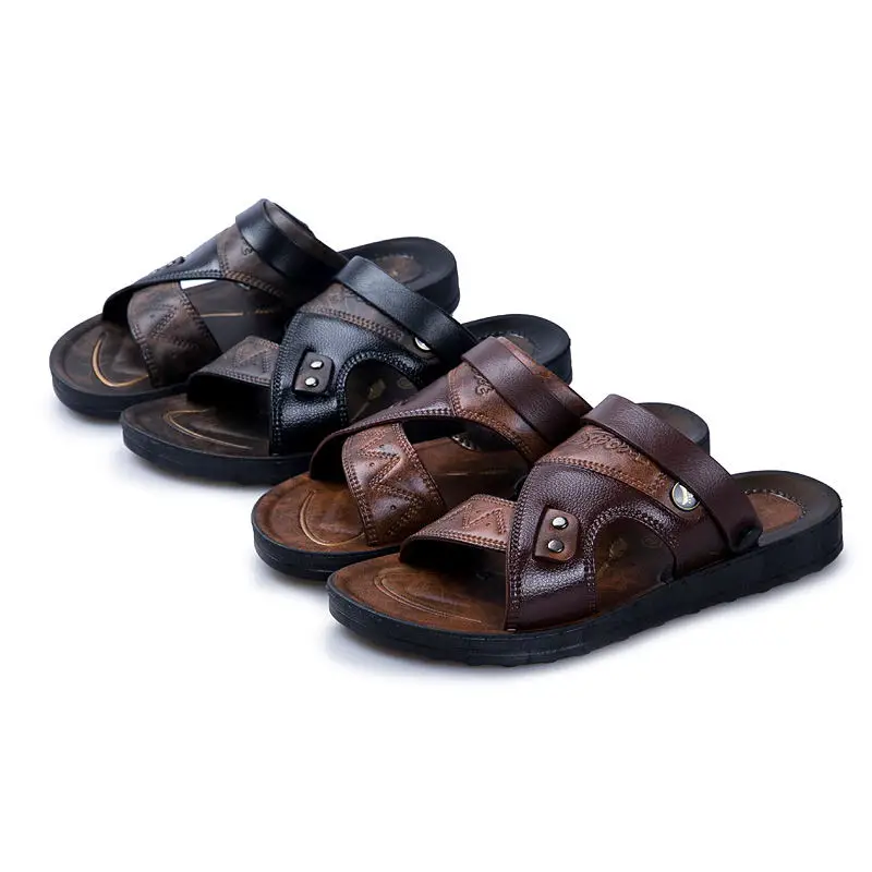 MIUBU/кожаные мужские сандалии; модные кожаные мужские сандалии; Летняя мужская обувь; мужские пляжные сандалии; коллекция года; мужские сандалии