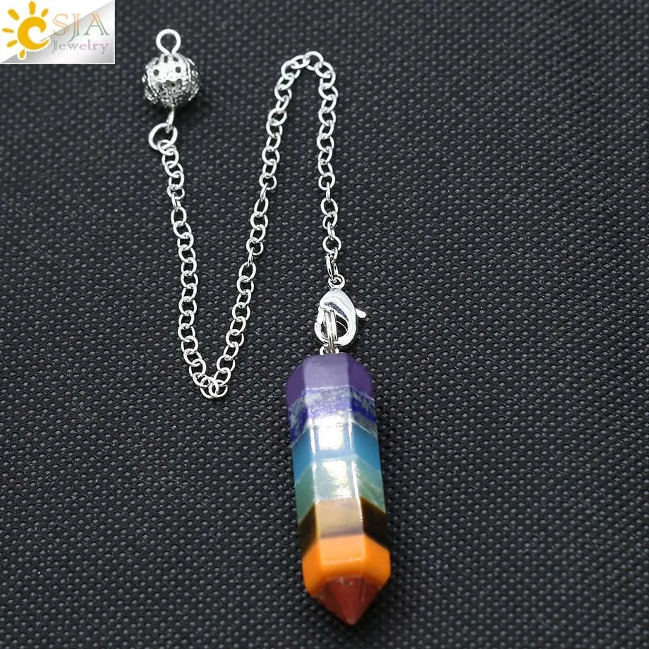 2016 NEW Reiki 7 Chakra Charm Pyramid Natural precious stone Pendulum