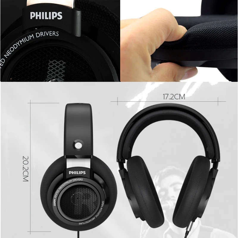 Оригинальные Наушники Philips SHP9500 HIFI, проводные адаптивные наушники с шумоподавлением, гарнитура, открытая задняя крышка для xiaomi SamSung S8 S9