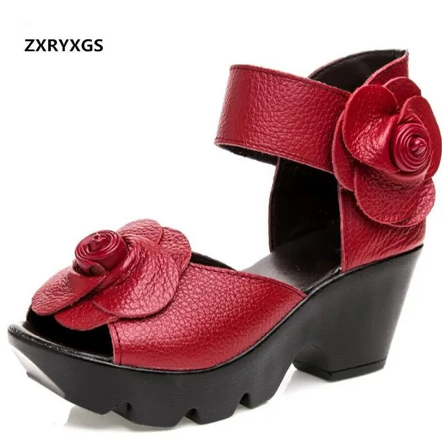 2021 Best-selling New Elegant Fashion Sandals Summer Women Sandals Flowers Cow Leather Sandals Wedges Wedding Shoes Women Shoes 1