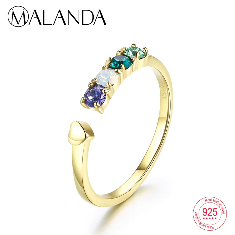 MALANDA новая мода 925 пробы серебряные кольца для женщин круглый кристалл от Swarovski
