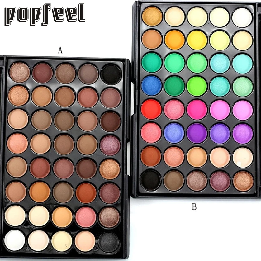 

40 Colors Cosmetic Eyeshadow Palette with Free Brush Makeup Set case Matt Available Day and Night for Popfeel Brand JAN10a18
