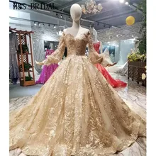H& S свадебное винтажное бальное платье свадебное платье с длинными рукавами кружевное свадебное платье цвета шампанского элегантное платье vestido de noiva