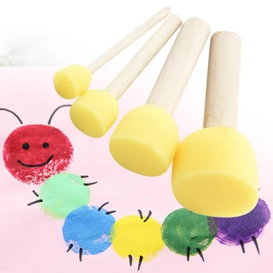 4 шт./лот желтый кисть-губка Деревянный Ручка для губки детская граффити Краски ing инструмент Craft DIY Doodle Рисунок Игрушки - изображение
