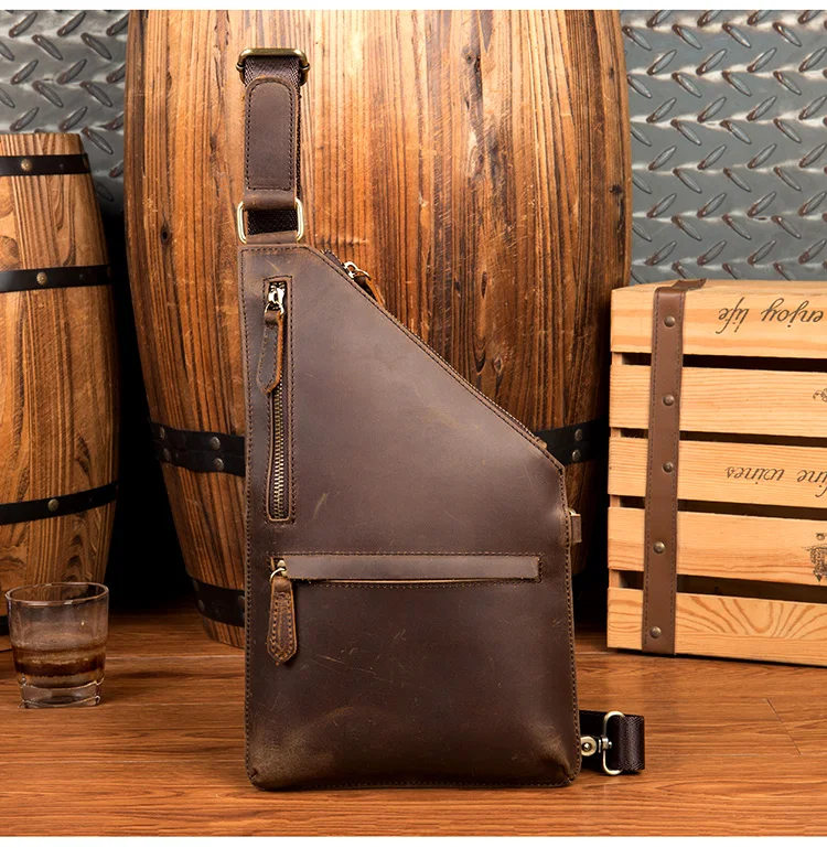 Модная нагрудная сумка через плечо мужская сумка через плечо сумка из натуральной кожи многофункциональная винтажная дизайнерская сумка на плечо для путешествий