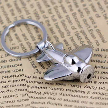 

10Pcs/Lot Polished Chrome Silver Keychain LED Light Plane Aircraft Air Plane Key Chain Ring Keyring Key Fob Holder 86126