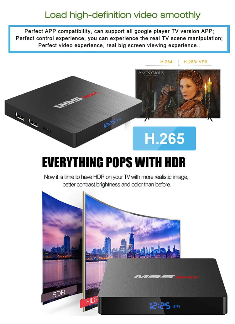 M9S MAX Amlogic S905W Android 7,1 tv BOX 2 Гб 16 Гб четырехъядерный KD 17,5 HD 4 K WiFi умный потоковый медиаплеер+ пульт дистанционного управления