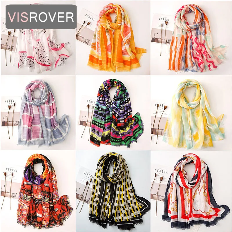 VISROVER Элитный бренд мягкий кашемир Handfeeling лето для женщин шаль с цветочным принтом