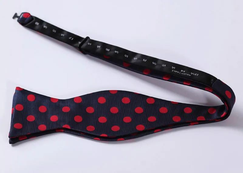 BD3001F Navy Blue Red Dot 100%Silk Jacquard Woven Men Butterfly Self Bow Tie BowTie Pocket Square H
