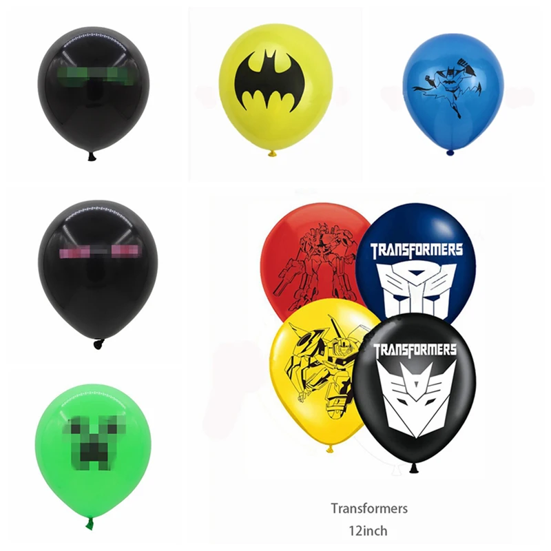

20pcs/lot cartoon children birthday party birthday latex balloon Minecraft Batman Optimus theme wedding balloon baby shower set