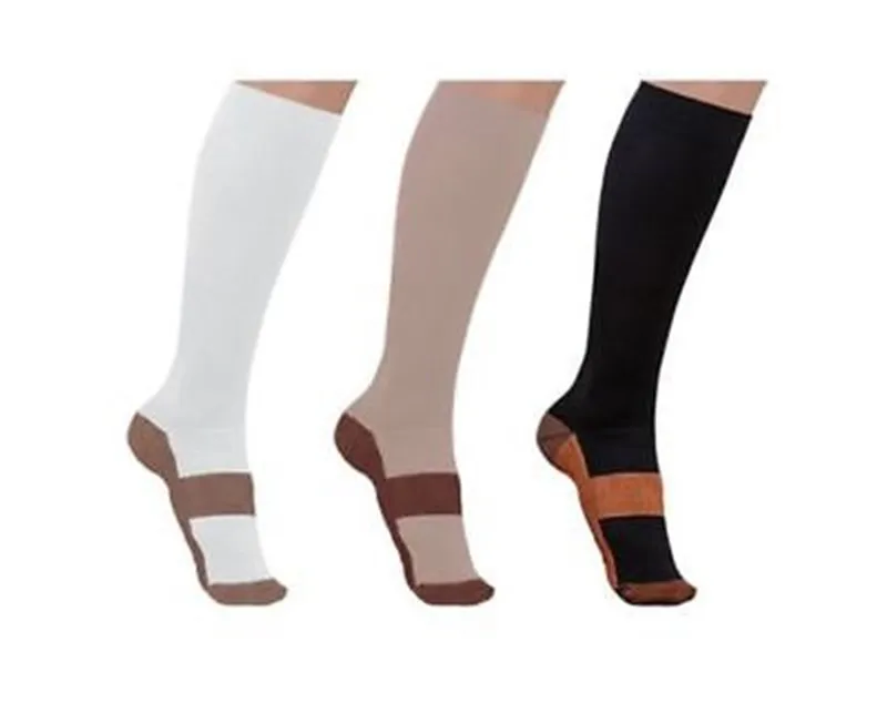 S XXL Autumn Men's Boy Copper Infused Compression Knee 3 Colors Socks