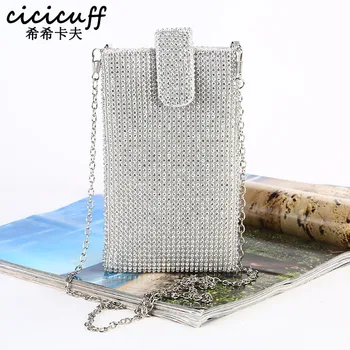 

CICICUFF Women Mobile Phone Package Women Messenger Bags Diamonds Small Chains Fashion Lady's Shoulder Bags Mini Evening Bag