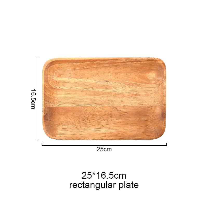 Акация деревянный поднос тарелку Еда десерт Чай тарелка круглая площадь прямоугольника - Цвет: rectangle 25cm 16cm