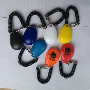 

DHL 500pcs practical Pet Trainer Pet Dog Training Dog Clicker Adjustable Sound Key Chain And Wrist Strap Doggy Train Click