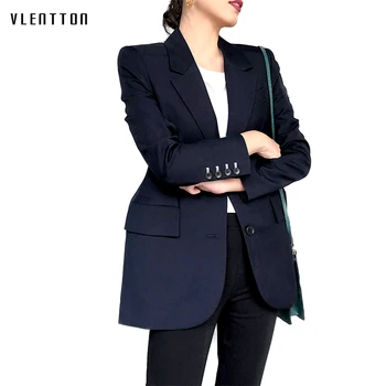 

Spring New Women's Jackets And Blazers Solid Notched Collar Long Sleeve Jacket Coat Female Outerwear Office Suit Blazer Feminino