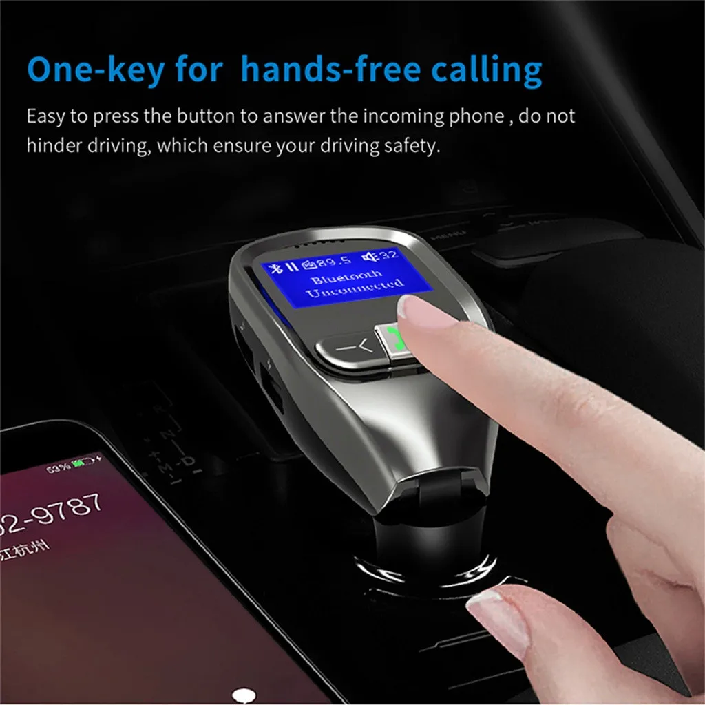 

Nulaxy Wireless Bluetooth Car Charger Kit FM Transmitter Modulator Handsfree Calling Audio MP3 Player AUX Port Dual USB Charger