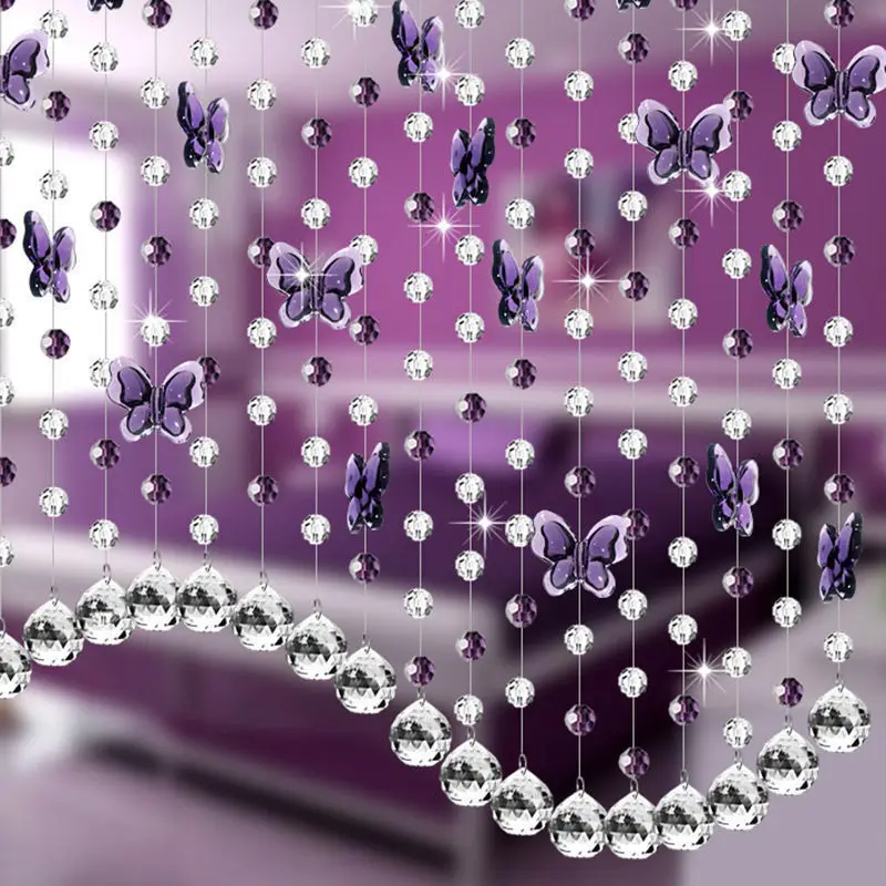 

1 String Glass Crystal Clear Beaded Pendant Hanging Curtain Window Door Decor 1M