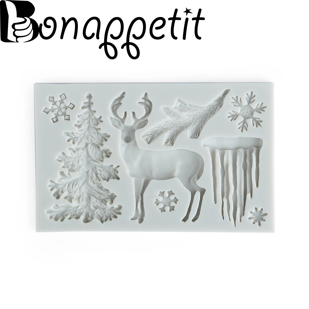 

Christmas Silicone Mold Sugarcraft Fondant Cake Decorating Tools Chocolate Elk/Christmas Tree/Snowflake Mold Kitchen Accessaries