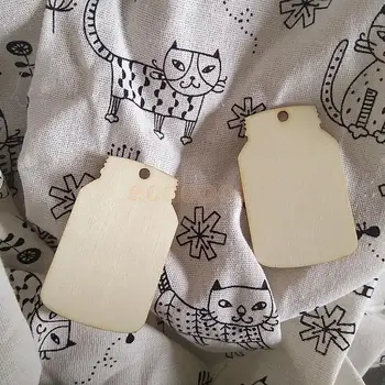 

20pcs Unfinished Blank Plain Mason Jar Wood Pieces Bookmark Price Tags Tree Hanger Scrapbooking DIY Craft with String