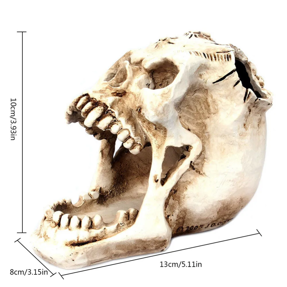 Смола ремесло череп голова Ювелирная коробка Настольный ящик для хранения Контейнер скульптура орнамент карандаш ручка держатель настольный украшение дома