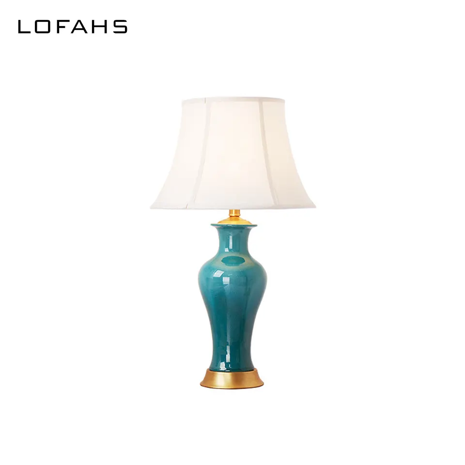 

Table lamp Handmade porcelain in Jingdezhen porcelain with shade and Copper base for bedroom art deco chinaware bed lamp YX6080