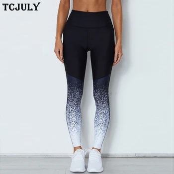 

TCJULY Quick Dry Gradient Color Women's Fitness Leggings High Waist Skinny Push Up Workout Pants Activewear Flex Workout Leggins