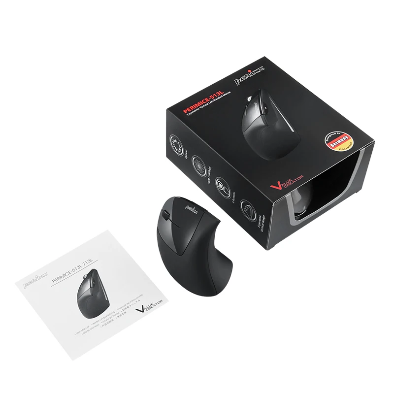 Mouse Vertical sem Fio Usb Perixx Original na Alemanha Ergonômico com Mouse para Escritório - Imagem 3