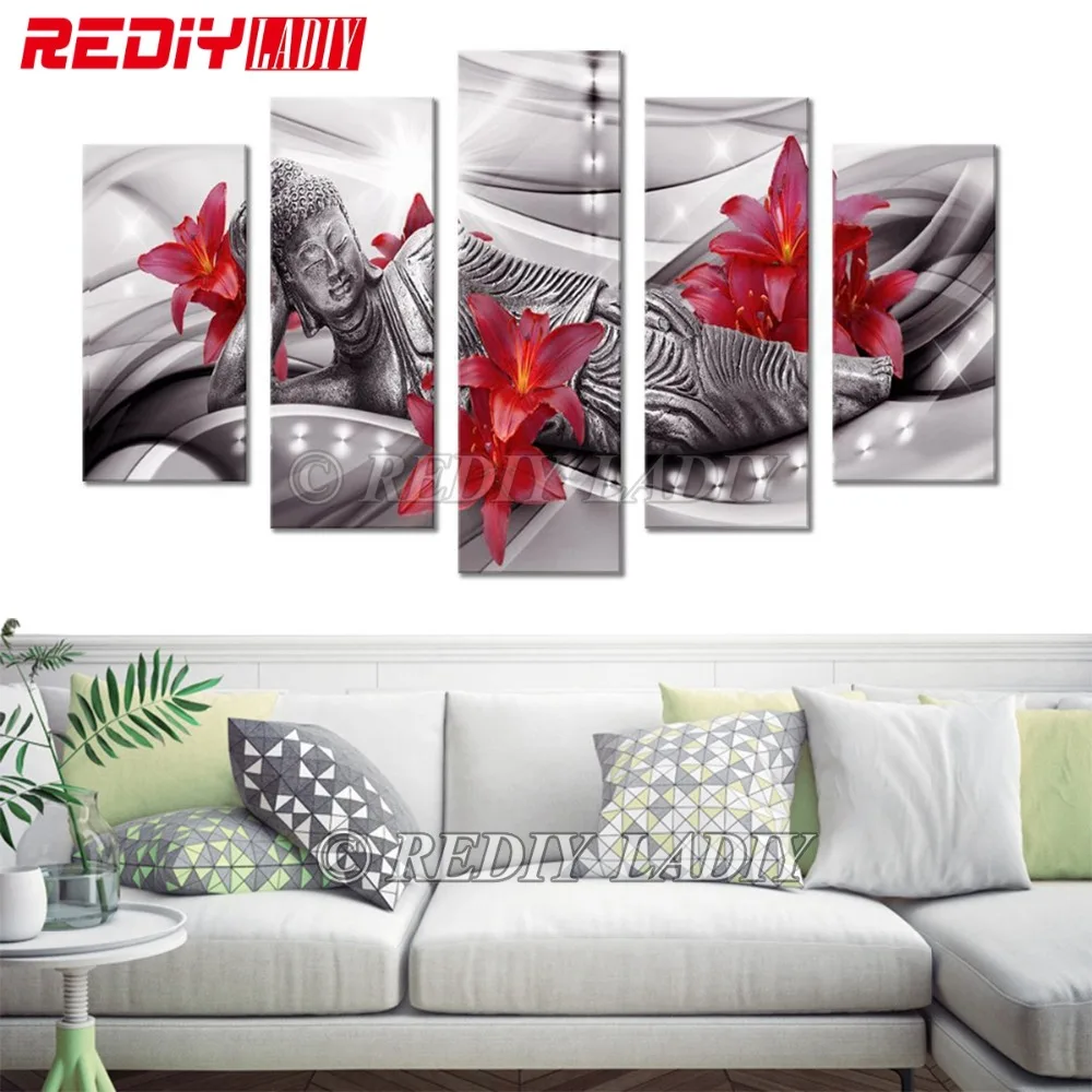 

REDIY LADIY Diamond Painting Triptych Full Diamond Embroidery Crystal Modular Picture Buddha Icon Mosaic Multi Pictures Wall Art
