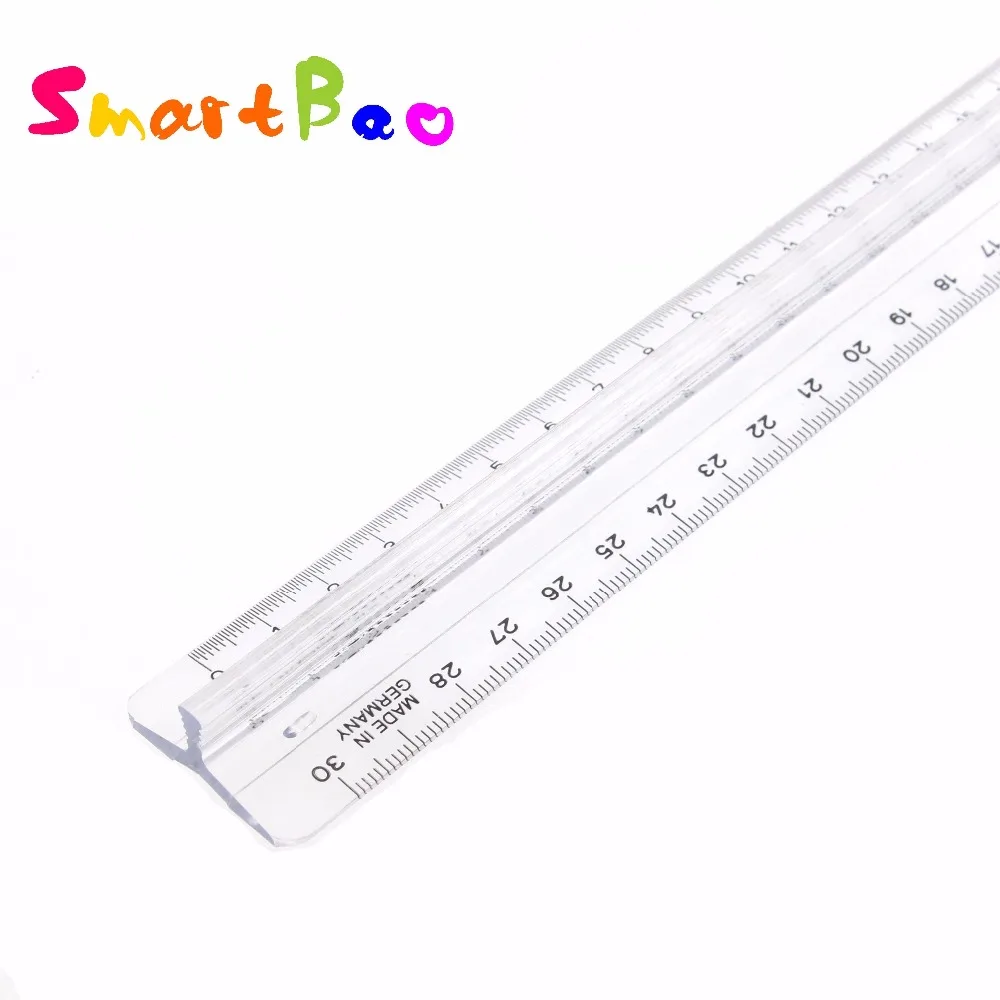 30cm Plastic Transparent Ruler Professional Drawing Ruler with Handle