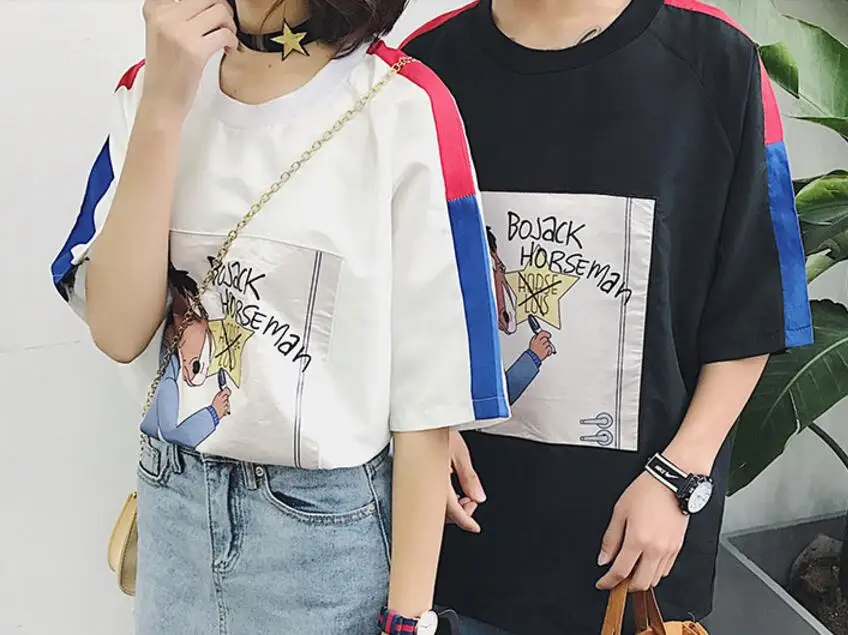 Новая коллекция Весенняя Повседневная футболка для пар модная Harajuku Ulzzang в