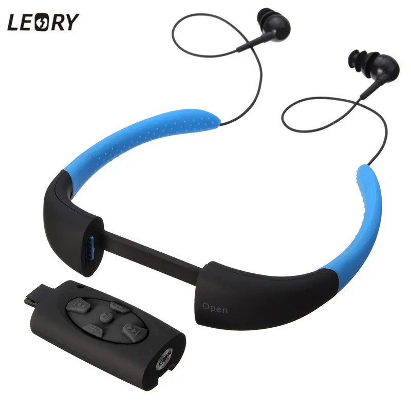 LEORY 4 Colors IPX8 Waterproof MP3 Player Headset Swimming Surfing SPA Diving Sports MP3 Player FM Radio Built in 4GB Memory