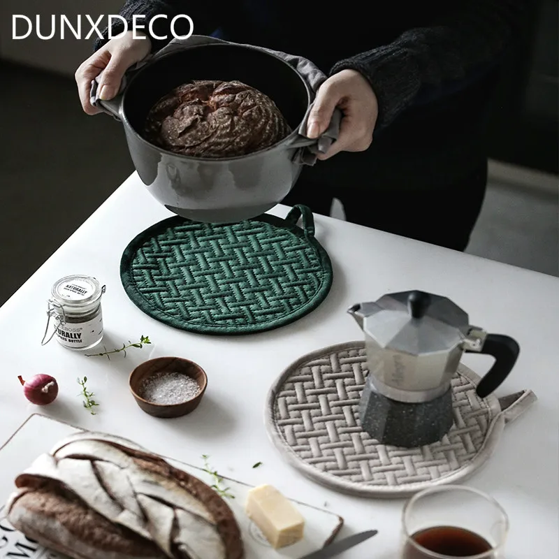 DUNXDECO Table Placemat Round insulating Mat Coffee Cup Pad Hot Pot Mat