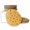 100PCS 6 Inch 17 Holes Hook and Loop Golden Abrasive Paper Automotive Sandpaper for Polishing and Grinding ► Photo 1/5