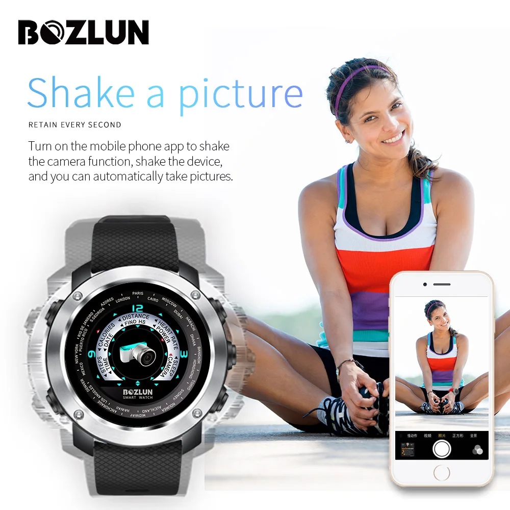 Fashion Men's Smart Watch for iPhone Android with Heart Rate Monitor Pedometer Sleep Track Colorful Screen Dual Face Display W30