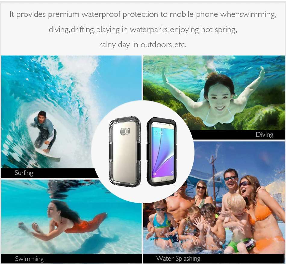 100% герметичный водонепроницаемый чехол для Samsung Note 8 9 открытый ударопрочный