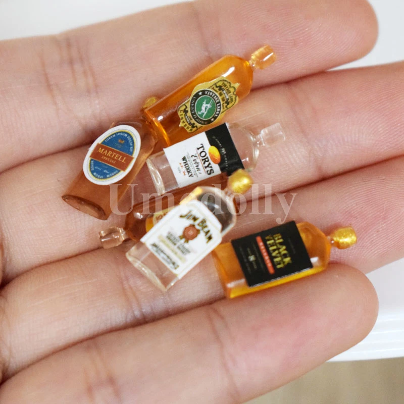 

6PCS 1/12 Dollhouse Miniature Wine Whisky OB11 BJD Doll Food Drink Pretend Play Kitchen Accessories Toy