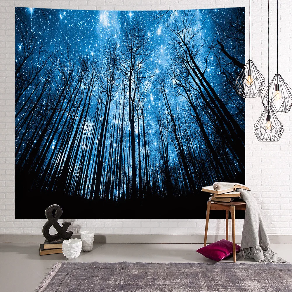 Galaxy Psychedelic Star Tapestry Wall Hanging Lightweight Polyester Fabric Forest wall hanging Decoration Home - Цвет: Коричневый