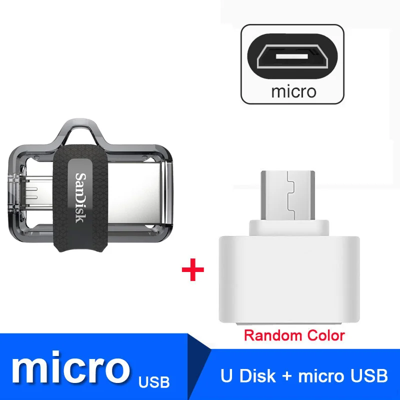 Sandisk Mini USB 3,0 флеш-накопитель двойной OTG USB флеш-накопитель 16 ГБ флеш-накопитель Высокая скорость до 150 м/с usb накопитель memoria для Android телефона - Цвет: SDDD3 16GB Plus OTG