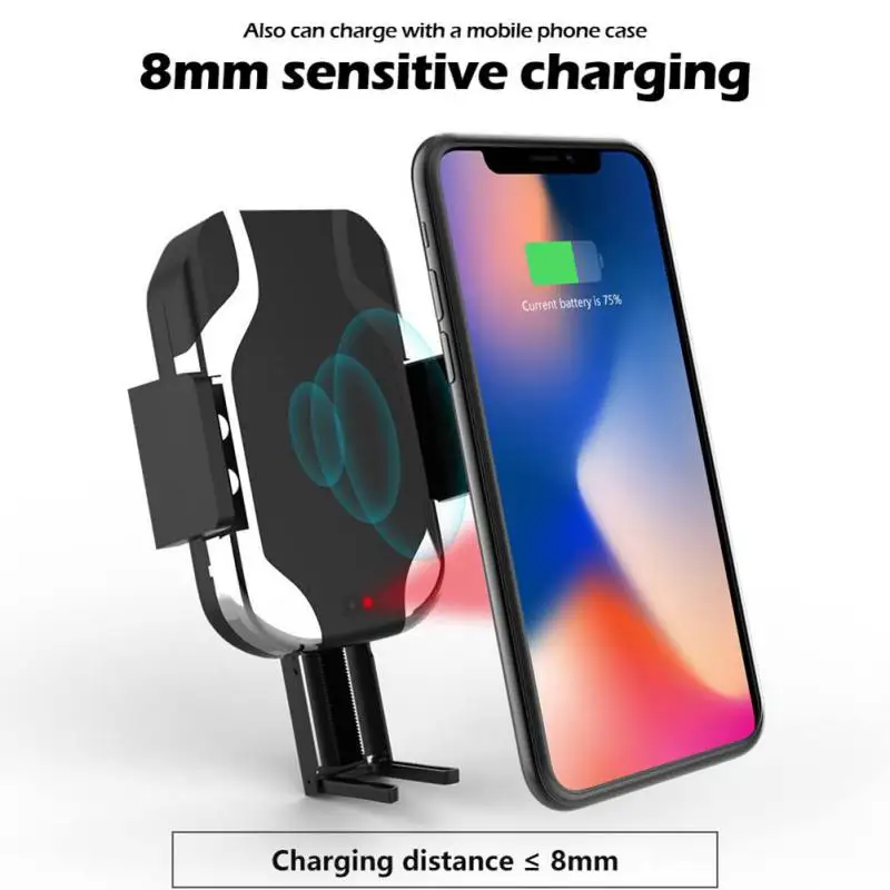 QC3.0 Car Charger for SamSung S9/S8/Note9 for iPhone XS/XR/X/ 8/8 Plus 2-in-1 Infrared Sensor Wireless Charger Car Bracket