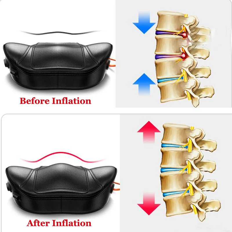 Спинной массажер инструмент Электрический Подушка с Подогрев Поясничный диск выступ физиотерапия поясничного спинного тяги Ортез