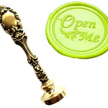 Винтажное изображение на заказ с надписью «Open Me Fancy Script», роскошная печать с воском, герметизирующая печать, латунный Павлин, металлическая ручка, подарочный набор
