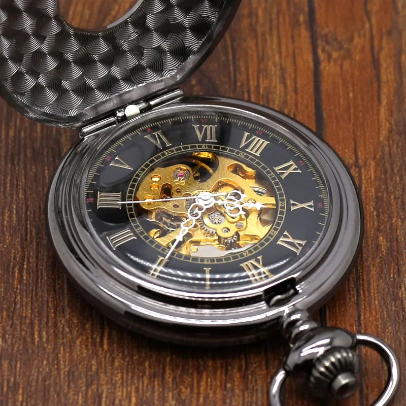 Новый стимпанк Ретро римские число кулон Механические карманные часы Для мужчин Для женщин с Булавки цепи p807c