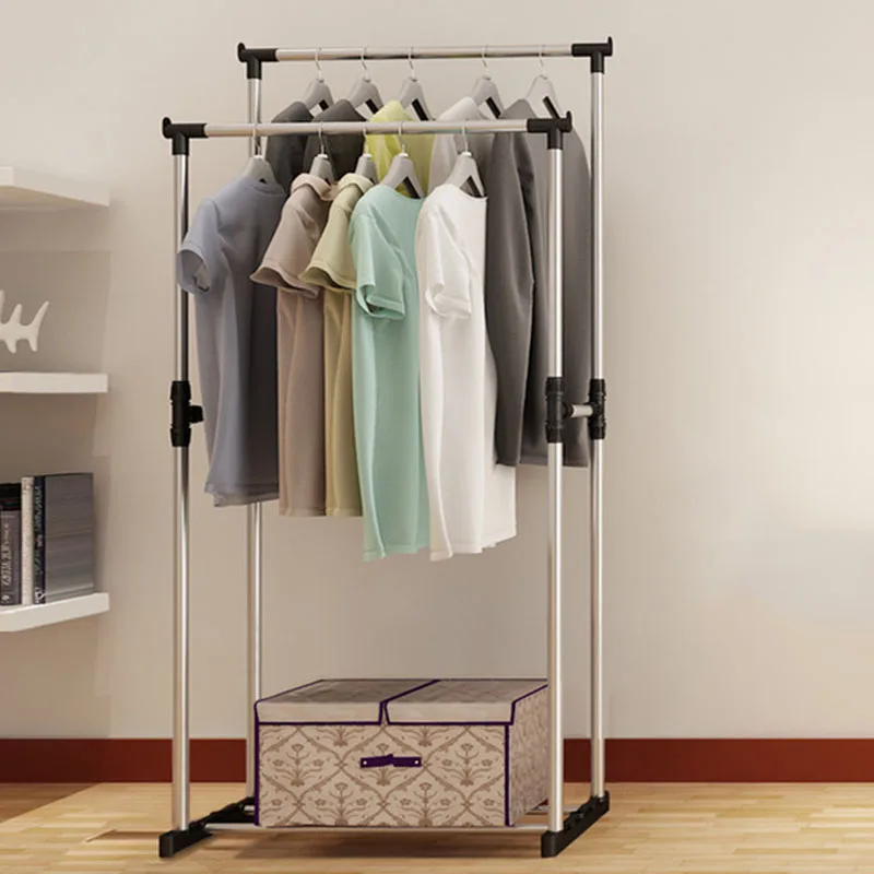  Double Folding Metal Coat Rack Clothes Rail Hanging Garment Dress Coat Storage Shelf With Wheels Si - 32904211373